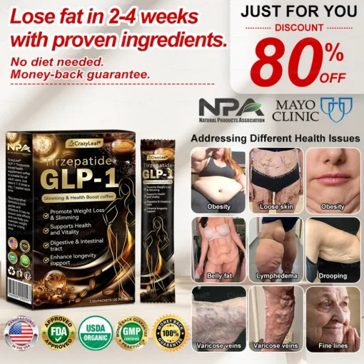 CrazyLeaf® GLP-1 & NAD Herbal Mushroom Instant Coffee