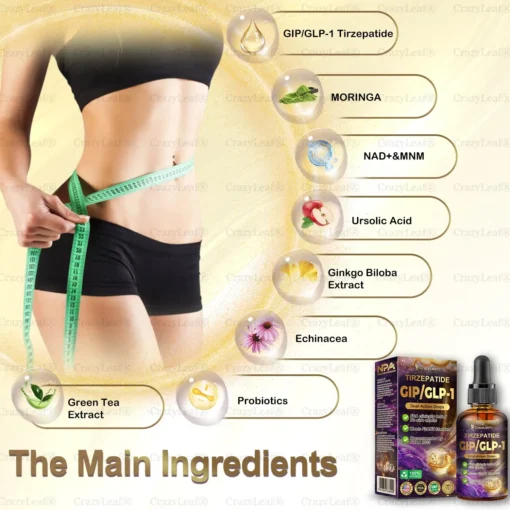 CrazyLeaf® Tirzepatide GIP/GLP-1 Dual-Action Slimming & Health Boost Drops