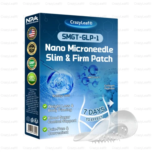 CrazyLeaf® SMGT-GLP-1 Nano Microneedle Slim & Firm Patch with Collagen Peptides, SMGT-GLP-1 & Matrixyl 3000