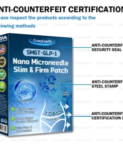 CrazyLeaf® SMGT-GLP-1 Nano Microneedle Slim & Firm Patch with Collagen Peptides, SMGT-GLP-1 & Matrixyl 3000