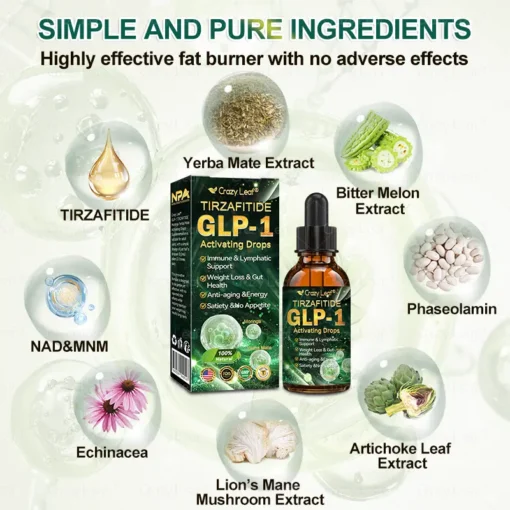 CrazyLeaf® TIRZAFITIDE GLP-1 Activating Drops Yerba Mate