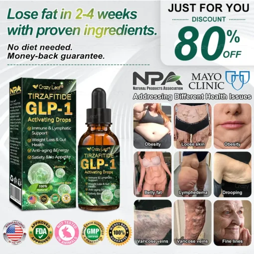 CrazyLeaf® TIRZAFITIDE GLP-1 Activating Drops Yerba Mate
